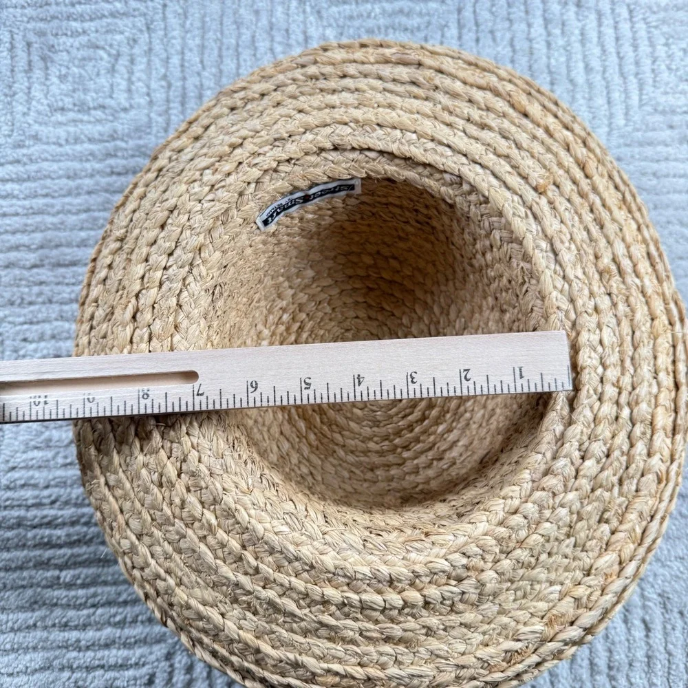 Betmar Street Smart Straw Sun Hat Women's Tan Black Ribbon Floral Summer Beach